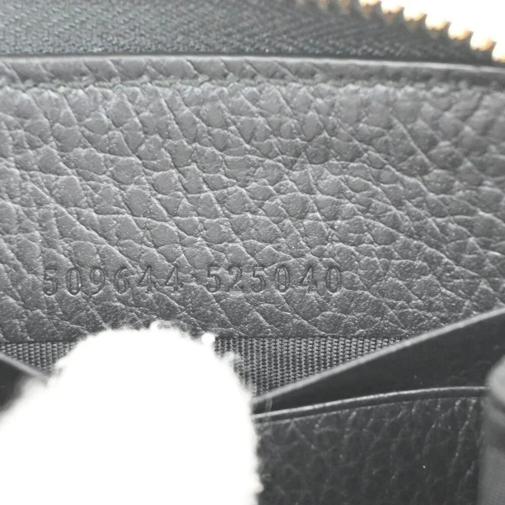 GUCCI Logo Interlocking G Zipper Around Long Wallet Leather Black GHW 38RL784 - Picture 10 of 13